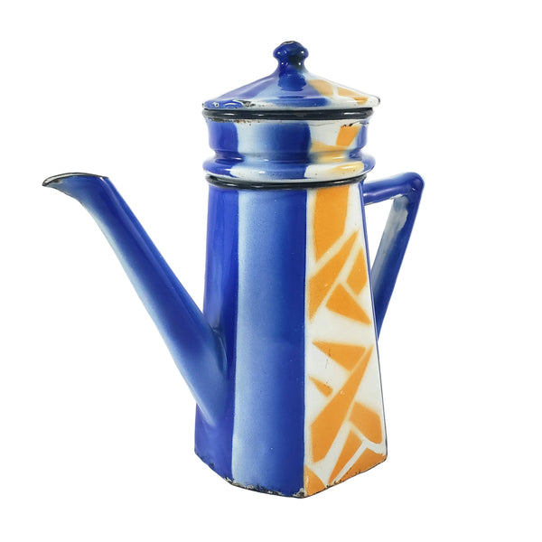 Vintage Art Deco Enamelware French Biggin Coffee Pot by Aubeco