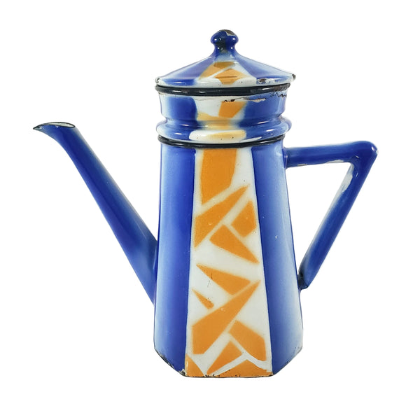 Vintage Art Deco Enamelware French Biggin Coffee Pot by Aubeco