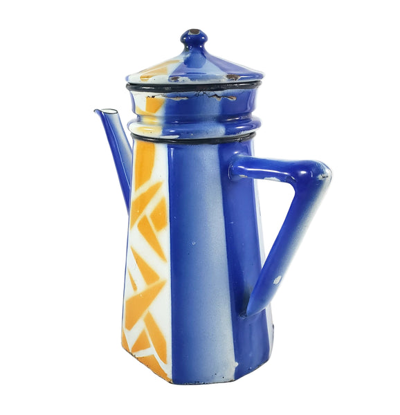 Vintage Art Deco Enamelware French Biggin Coffee Pot by Aubeco