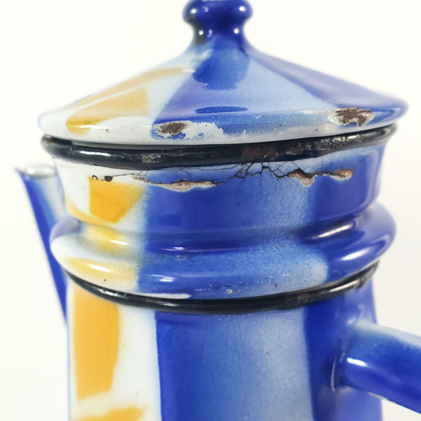 Vintage Art Deco Enamelware French Biggin Coffee Pot by Aubeco