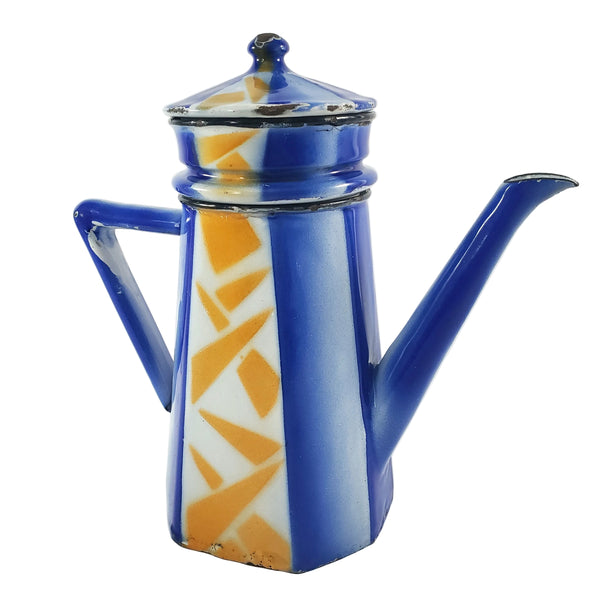 Vintage Art Deco Enamelware French Biggin Coffee Pot by Aubeco