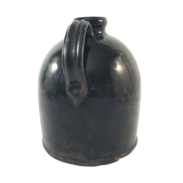 Antique American Redware Small Dark Brown Glazed Jug 1 Quart