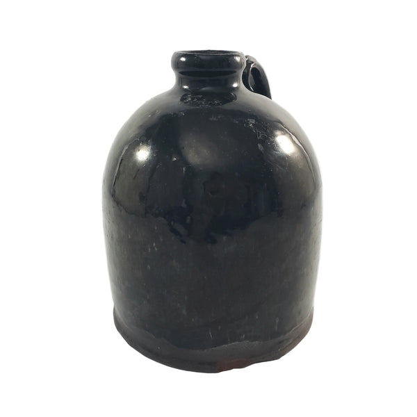 Antique American Redware Small Dark Brown Glazed Jug 1 Quart