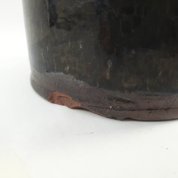 Antique American Redware Small Dark Brown Glazed Jug 1 Quart