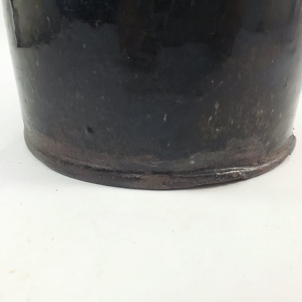 Antique American Redware Small Dark Brown Glazed Jug 1 Quart