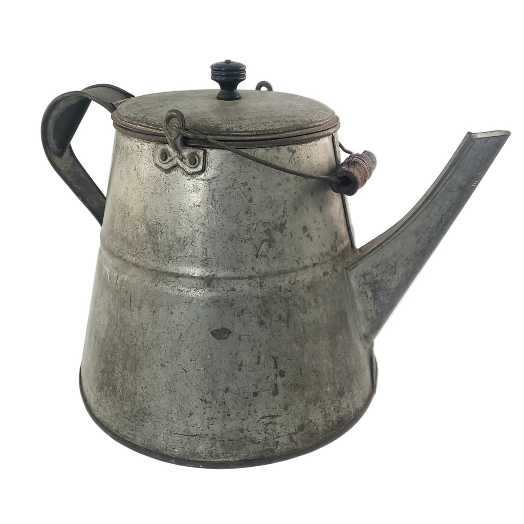 Primitive Large Tin Chuckwagon Cowboy Coffee Pot Bail Handle 2 Gallon
