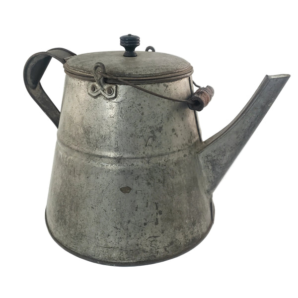 Primitive Large Tin Chuckwagon Cowboy Coffee Pot Bail Handle 2 Gallon