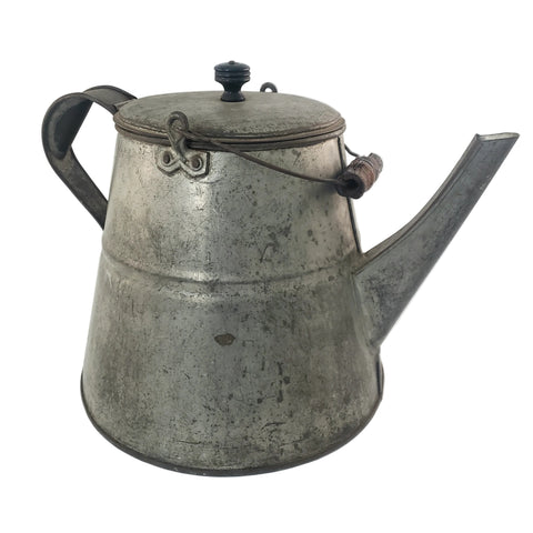 Primitive Large Tin Chuckwagon Cowboy Coffee Pot Bail Handle 2 Gallon