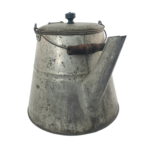 Primitive Large Tin Chuckwagon Cowboy Coffee Pot Bail Handle 2 Gallon