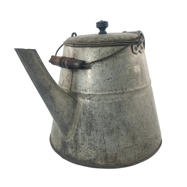 Primitive Large Tin Chuckwagon Cowboy Coffee Pot Bail Handle 2 Gallon