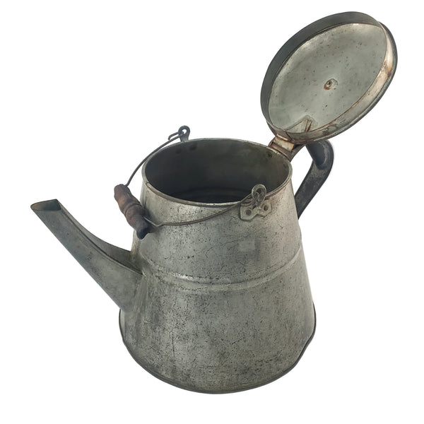 Primitive Large Tin Chuckwagon Cowboy Coffee Pot Bail Handle 2 Gallon