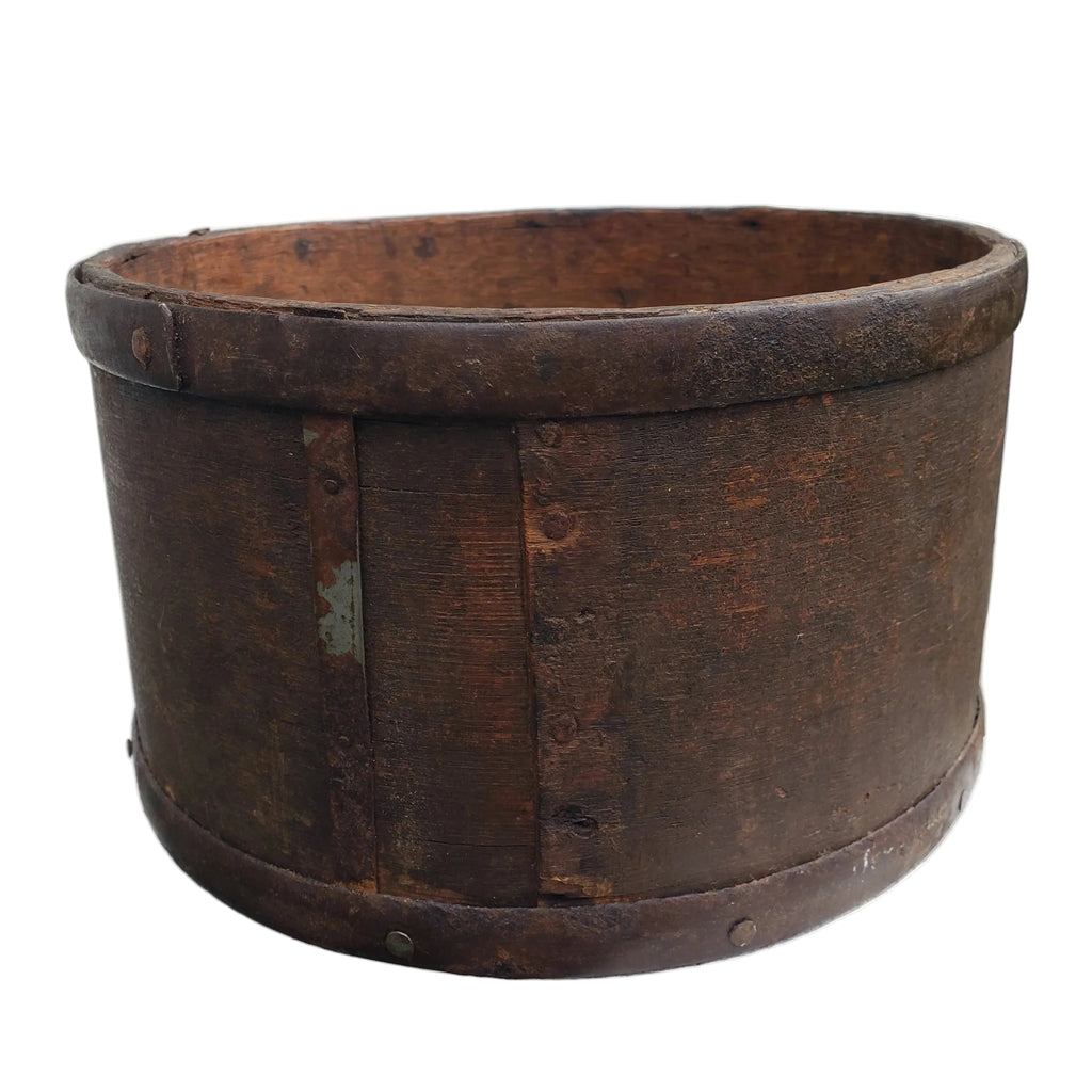 Rustic Primitive Bentwood Dry Grain Measure Metal Bands - 4 Quart Size