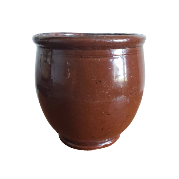 Antique Small Glazed Redware Apple Butter Crock 4 1/8" Southeastern Pennsylvania