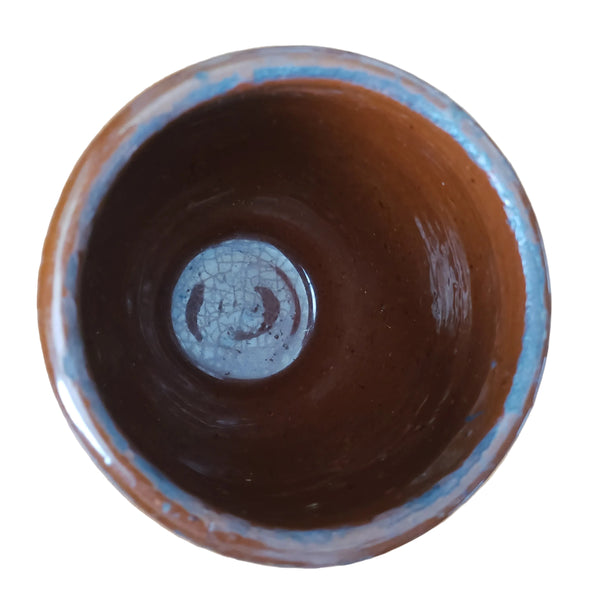 Antique Small Glazed Redware Apple Butter Crock 4 1/8" Southeastern Pennsylvania
