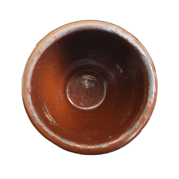 Antique Small Glazed Redware Apple Butter Crock 4 1/8" Southeastern Pennsylvania