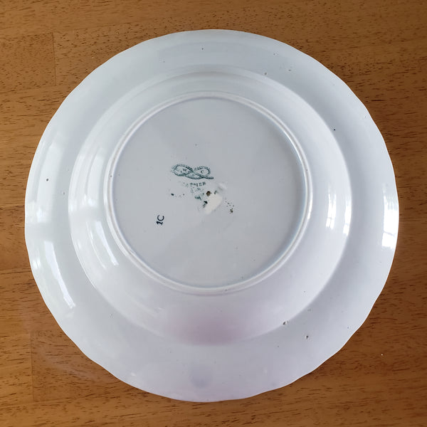 Antique Green Feather Transferware Soup Bowl 10 1/2" Wood & Challinor Staffordshire