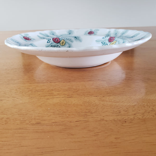 Antique Green Feather Transferware Soup Bowl 10 1/2" Wood & Challinor Staffordshire