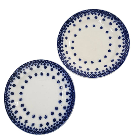 Antique Flow Blue Luncheon Plates "Amish Snowflake" Staffordshire, England