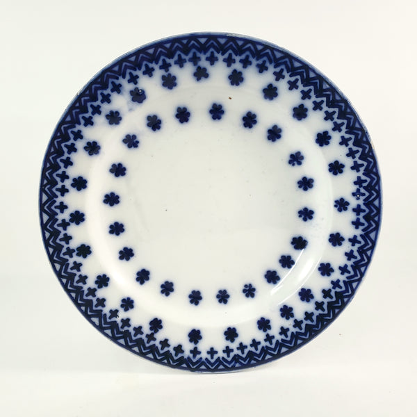 Antique Flow Blue Luncheon Plates "Amish Snowflake" Staffordshire, England
