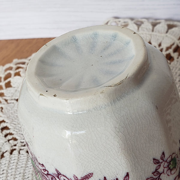 Antique Ironstone Purple Transferware Handleless Cup & Saucer John Wedgwood England