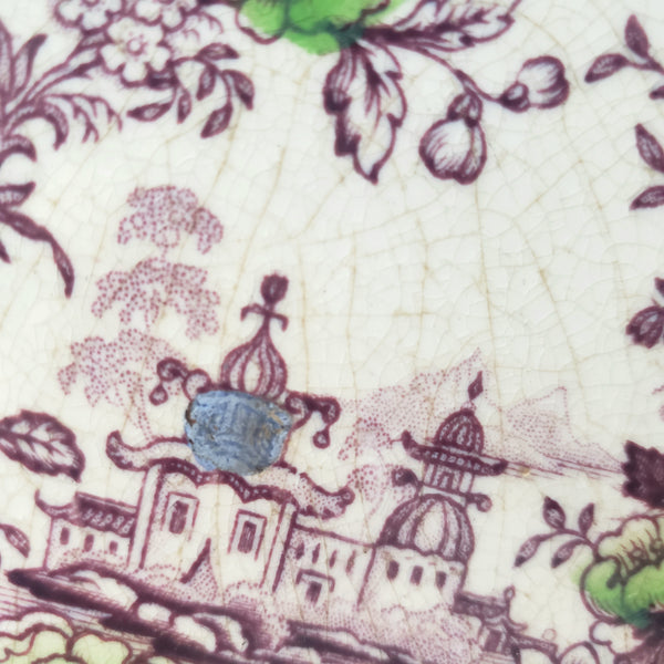 Antique Ironstone Purple Transfer Plates TYROL Set of 2 John Wedgwood England