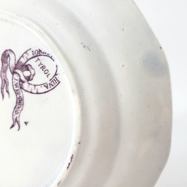Antique Ironstone Purple Transfer Plates TYROL Set of 2 John Wedgwood England