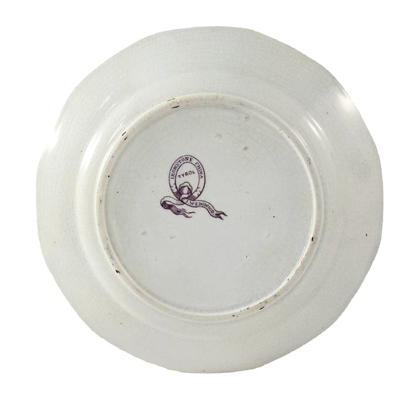 Antique Ironstone Purple Transfer Plates TYROL Set of 2 John Wedgwood England
