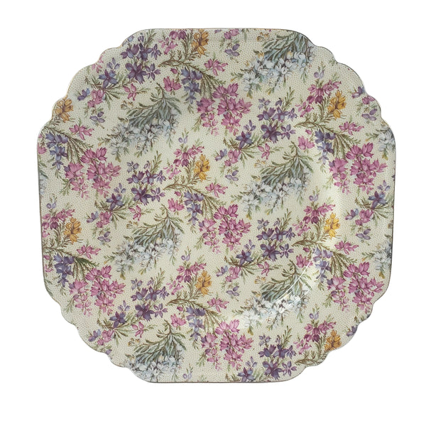 Mid-Century Lord Nelson Ware Salad Plate “Heather” Octagon Chintz Gold Gilt Rim England