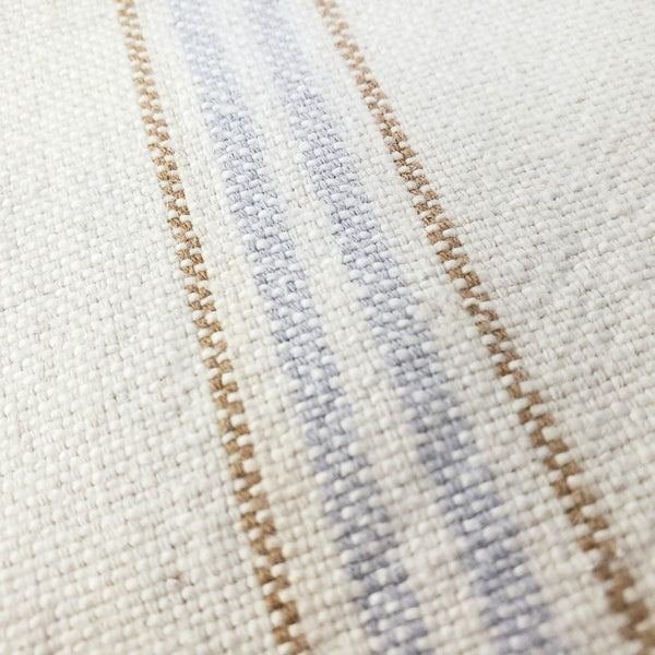 Vintage Farmhouse Sewn Grain Feed Sacks Blue & Brown Stripes Authentic Rural Patchwork
