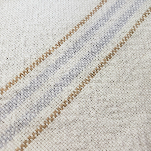 Vintage Farmhouse Sewn Grain Feed Sacks Blue & Brown Stripes Authentic Rural Patchwork