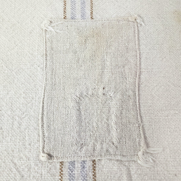 Vintage Farmhouse Sewn Grain Feed Sacks Blue & Brown Stripes Authentic Rural Patchwork