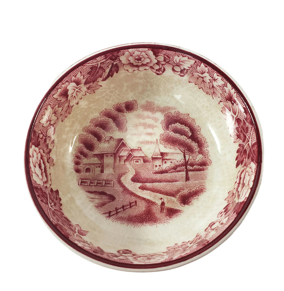 Vintage Pink Transferware Small Salt Dips Set of 4 Wood & Sons English Scenery England