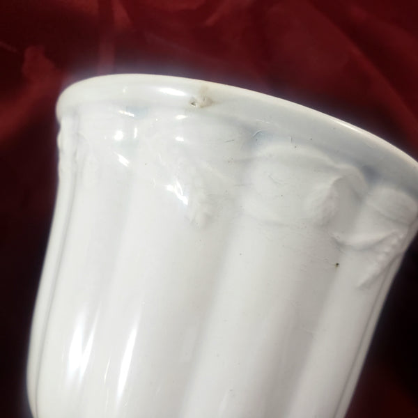 Antique English White Ironstone Handleless Cups Set of 4 Bow Clover Wheat Pattern