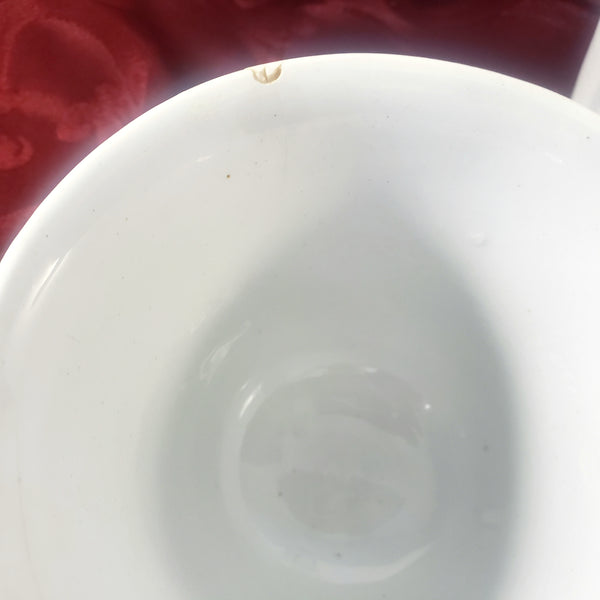 Antique English White Ironstone Handleless Cups Set of 4 Bow Clover Wheat Pattern
