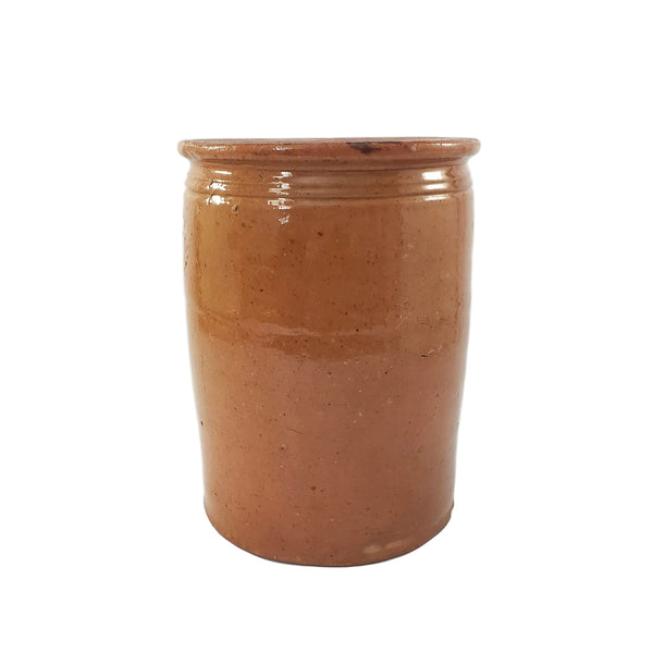 Antique Pumpkin Glazed Cylinder Crockery Jar D.H. Henkel & Co. 2.5 Quarts