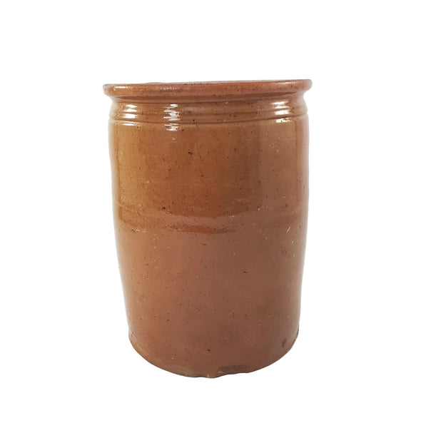 Antique Pumpkin Glazed Cylinder Crockery Jar D.H. Henkel & Co. 2.5 Quarts