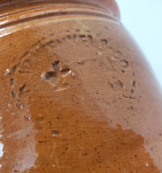 Antique Pumpkin Glazed Cylinder Crockery Jar D.H. Henkel & Co. 2.5 Quarts