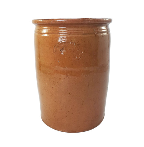 Antique Pumpkin Glazed Cylinder Jar Crock 2.5 Quarts D.H. Henkel & Co.
