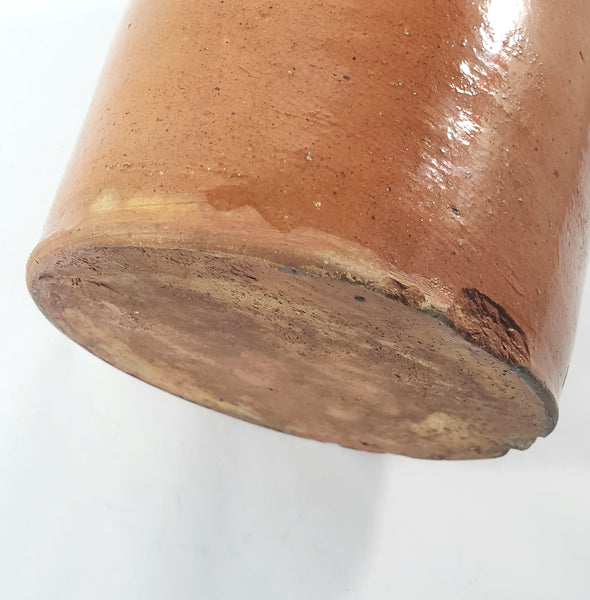 Antique Pumpkin Glazed Cylinder Crockery Jar D.H. Henkel & Co. 2.5 Quarts