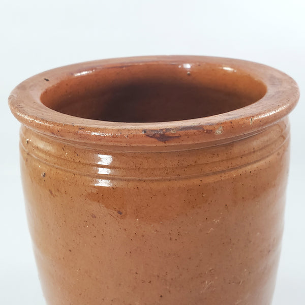Antique Pumpkin Glazed Cylinder Crockery Jar D.H. Henkel & Co. 2.5 Quarts