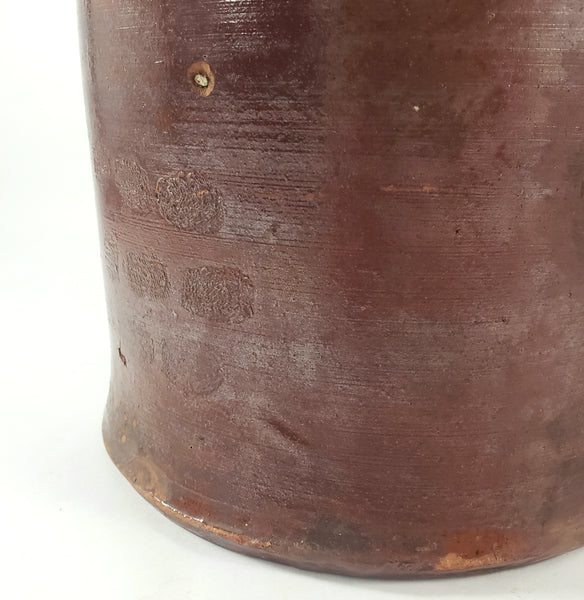 Antique American Glazed Redware Preserve Jar 2 Quart Reddish-Brown