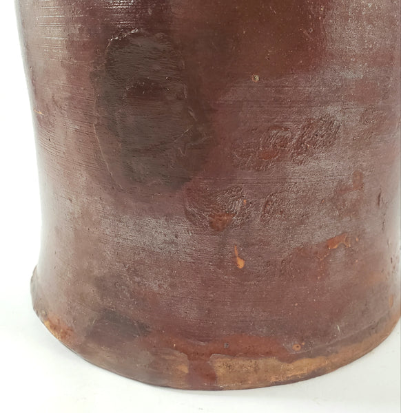Antique American Glazed Redware Preserve Jar 2 Quart Reddish-Brown