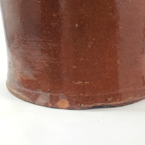 Antique American Glazed Redware Preserve Jar 2 Quart Reddish-Brown