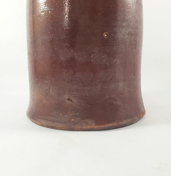 Antique American Glazed Redware Preserve Jar 2 Quart Reddish-Brown