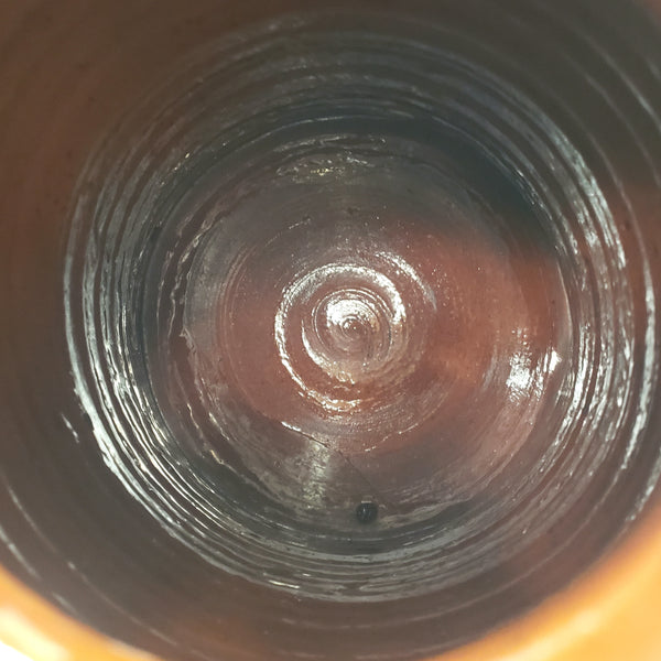 Antique American Glazed Redware Preserve Jar 2 Quart Reddish-Brown