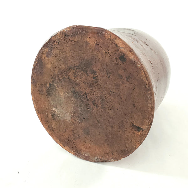 Antique American Glazed Redware Preserve Jar 2 Quart Reddish-Brown
