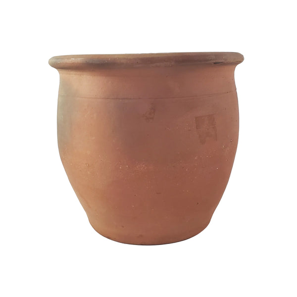 Antique Pennsylvania Redware 1 Gal Crock Dark Pumpkin Interior Glazed Unglazed Exterior