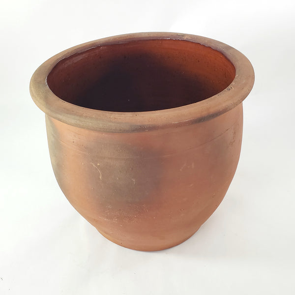 Antique Pennsylvania Redware 1 Gal Crock Dark Pumpkin Interior Glazed Unglazed Exterior
