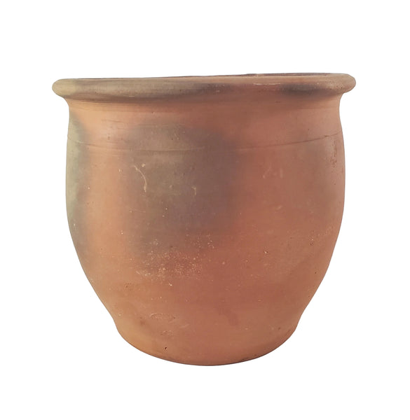 Antique Pennsylvania Redware 1 Gal Crock Dark Pumpkin Interior Glazed Unglazed Exterior