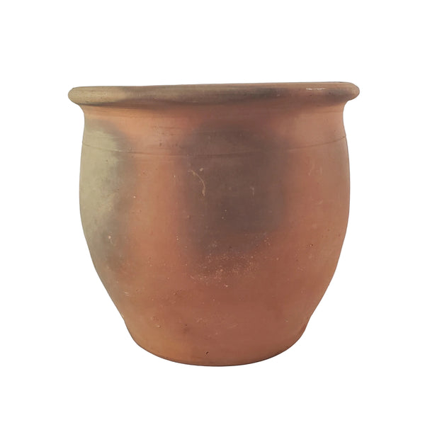 Antique Pennsylvania Redware 1 Gal Crock Dark Pumpkin Interior Glazed Unglazed Exterior
